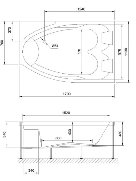 Акриловая ванна Royal Bath Shakespeare RB652100SB в сборе 170 х 110 см L/R - фото 3