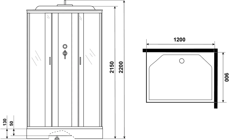 Душевая кабина Niagara Classic 120х90 см стекло матовое, 120х90 index_1 - фото 15