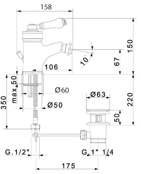 Смеситель для биде Migliore Ermitage 186 с донным клапаном - фото 4