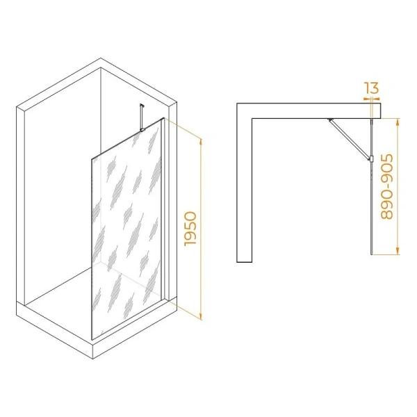 Душевая перегородка RGW Walk In WA-110-B 90 см профиль черный, стекло прозрачное - фото 1