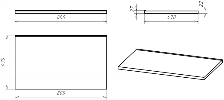 Столешница Misty Челси 80 см белая, нет в наличии - фото 2