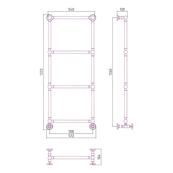 Полотенцесушитель водяной Сунержа Ренессанс 50х126 см сатин - фото 2
