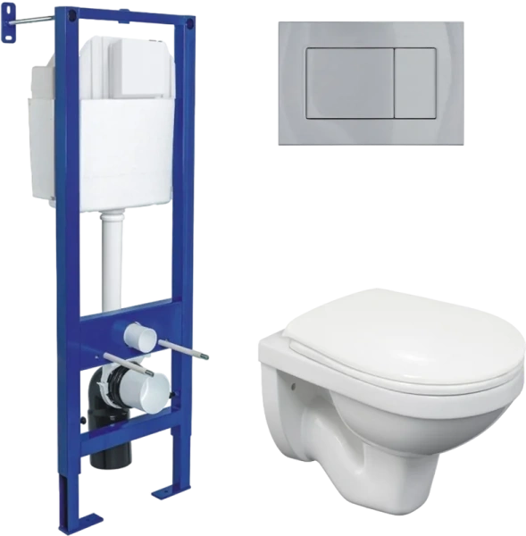 Унитаз с инсталляцией Berges Gamma клавиша хром глянец - фото 1