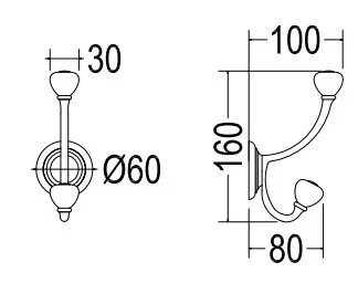 Крючок для ванной двойной, цвет светлое золото, Devon&Devon Chelsea, по запросу - фото 2