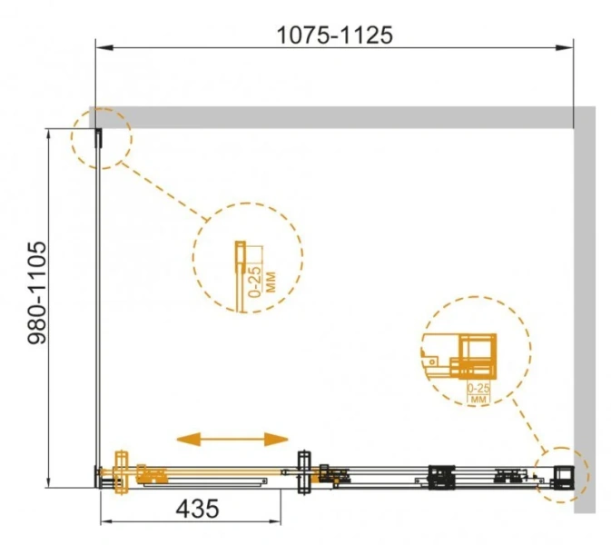 Душевой уголок Cezares Duet Soft 110х100 см прозрачное стекло, профиль хром - фото 2