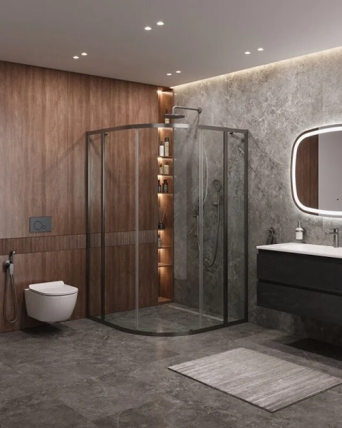 Душевой уголок Cezares Molveno 120х120 см стекло прозрачное профиль оружейная сталь - фото 3