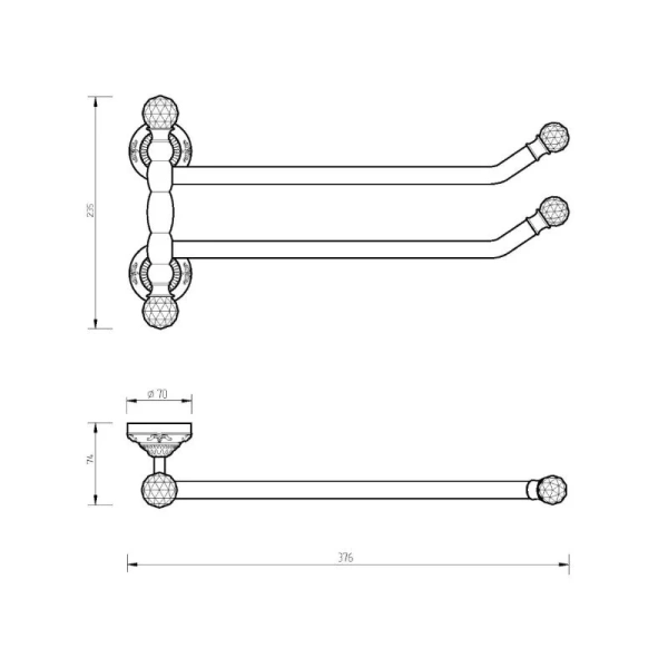 Полотенцедержатель Migliore Cristalia золото - фото 2
