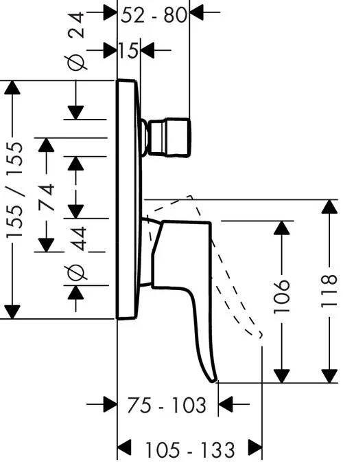Смеситель для душа Hansgrohe Metris 31451000 встраиваемый - фото 2