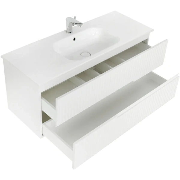 Тумба под раковину подвесная Cezares Duet 117 см Bianco Lucido, 120 см - фото 6