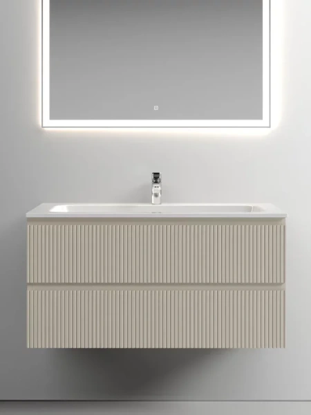 Тумба под раковину подвесная Sancos Snob T 100 см beige soft, современная, hi-tech - фото 3