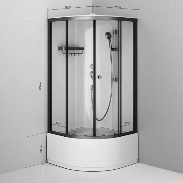 Душевая кабина Am.Pm X-Joy 90x90 см профиль черный стекло прозрачное - фото 4