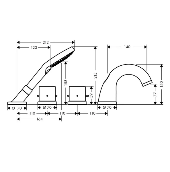 Смеситель на борт ванны Axor Starck 10461000 - фото 2