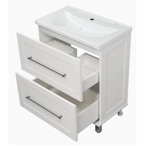 Тумба под раковину подвесная Misty Марта 70 см белая, моноблок - фото 5