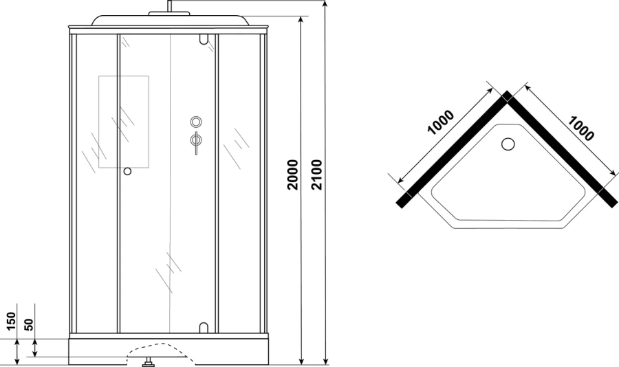 Душевая кабина Niagara Luxe 100х100 см мрамор, угловые, недорогие, для дачи, без гидромассажа, c тропическим душем, с вентиляцией, с крышей - фото 5