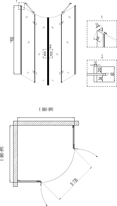 Душевой уголок Niagara Nova 90x90 см полукруглый - фото 3