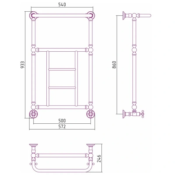 Полотенцесушитель водяной Сунержа Ренессанс 50х86 см шампань - фото 2