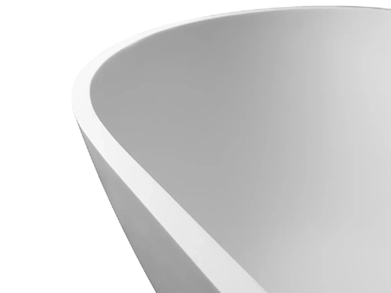 Ванна Uni-Flow Oval из искусственного камня Solid surface FS307-1750 Gloss White, 175 х 75 см, белая, без гидромассажа - фото 6
