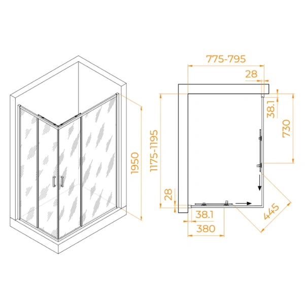 Душевой уголок RGW Passage PA-246 030824682-1 120х80 см раздвижные двери, прямоугольные - фото 2