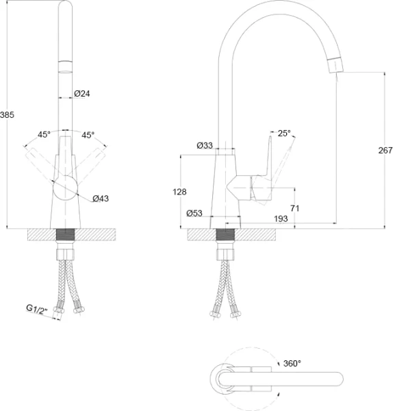 Смеситель для кухни Paulmark Holstein антрацит, черные - фото 4