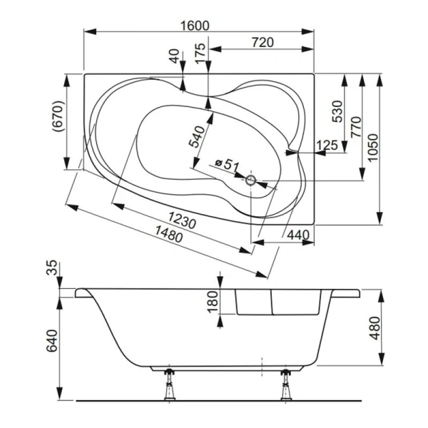 Ванна акриловая Vagnerplast Melite 160×105 см правая - фото 3