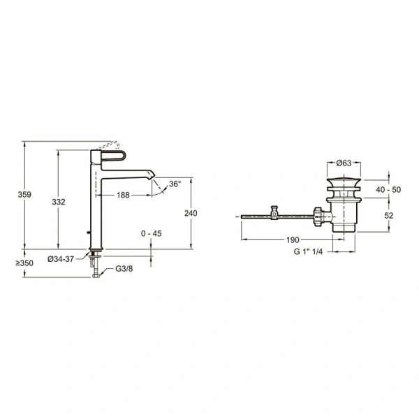 Смеситель для раковины Jacob Delafon Odeon Rive Gauche корпус белый, ручка белая, для раковины - фото 2