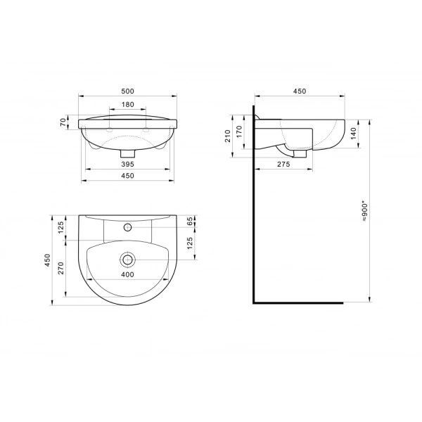 Раковина Santek Канны 50 см полувстраиваемая - фото 4