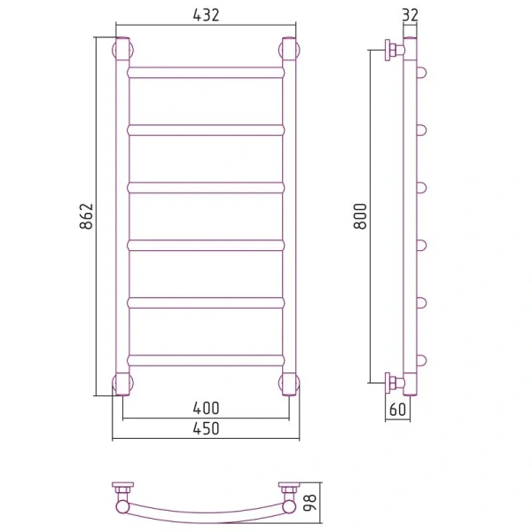 Полотенцесушитель водяной Сунержа Галант+ 40х80 см шампань - фото 2