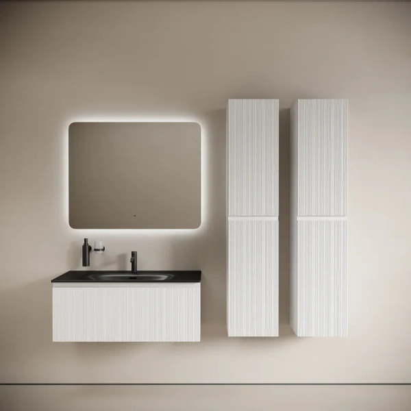 Тумба под раковину подвесная Sancos Code 100 см белая, комплект (набор) - фото 8