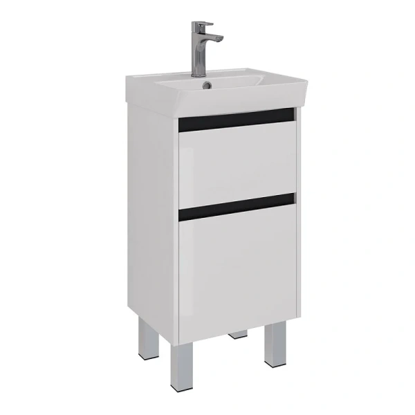 Тумба под раковину подвесная Lemark Combi 45 см черная декоративная планка, недорогo, комплект (набор) - фото 8