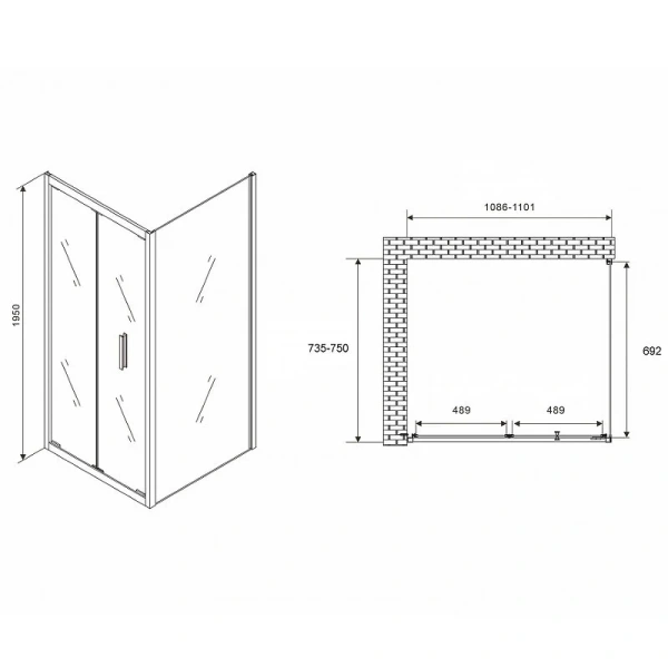 Душевой уголок Abber Sonnenstrand 110х75 см профиль хром, стекло прозрачное - фото 2