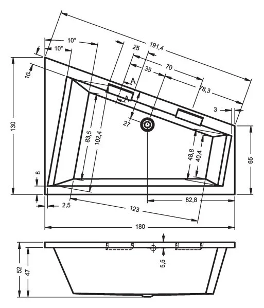 Ванна гидромассажная Riho Doppio 180 x 130 см, JOY, левая/правая - фото 2