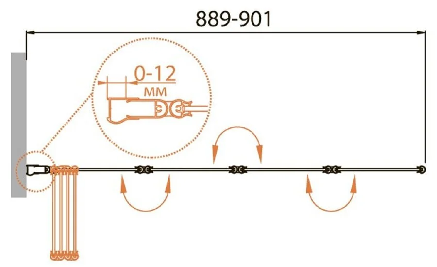 Шторка для ванны Cezares RELAX-V-4-90/140 см складная - фото 2