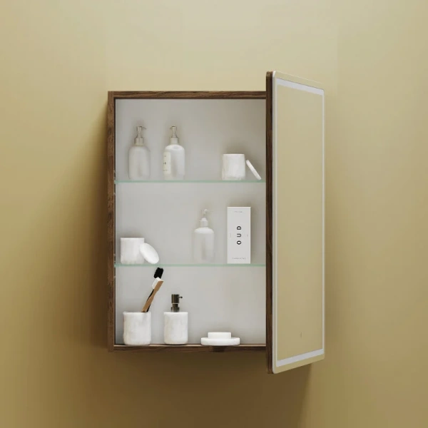 Зеркальный шкаф с подсветкой Sancos Mirror 60 см дуб чарльстон, сенсорное - фото 7