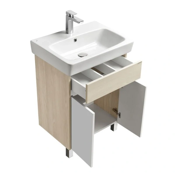 Тумба с раковиной напольная Акватон Верди 60 см белая/ясень фабрик - фото 3