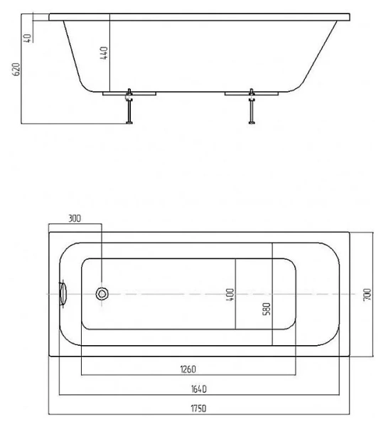 Ванна акриловая Azario Bella 175х70 см прямоугольная AV.0020175 белая - фото 2