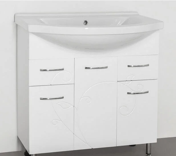 Тумба с раковиной напольная Style Line Эко Фьюжн ЛС-00000076 80 см с двумя ящиками, в наличии, по запросу - фото 2