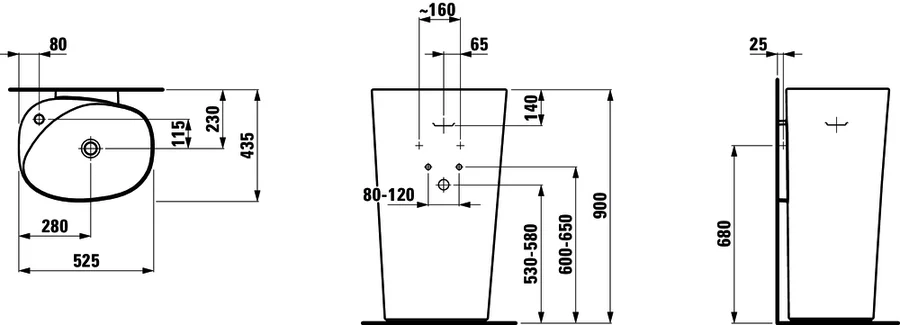 Раковина напольная Laufen Palomba 8.1180.4.000.10 52 см свободностящая - фото 3