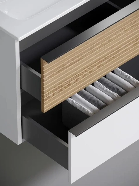 Тумба под раковину подвесная Sancos Delta 60 см дуб светлый/белая - фото 3