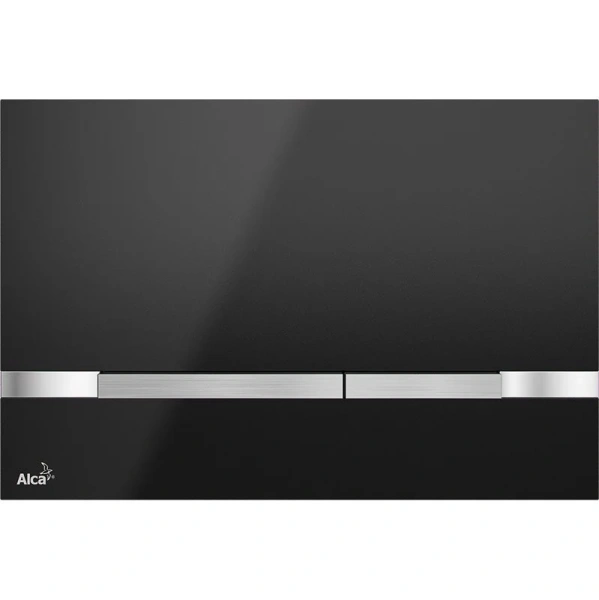 Клавиша смыва Alcaplast черная глянцевая/кнопки нержавеющая сталь - фото 1