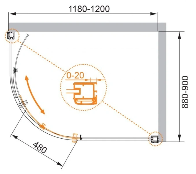 Душевой уголок Cezares Anima 120x90 см прозрачное стекло - фото 3