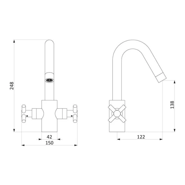 Смеситель для раковины Damixa Neo Classic никель/сатин, для раковины - фото 2