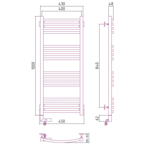 Полотенцесушитель электрический Сунержа Аркус 2.0 40x100 см левый - фото 3
