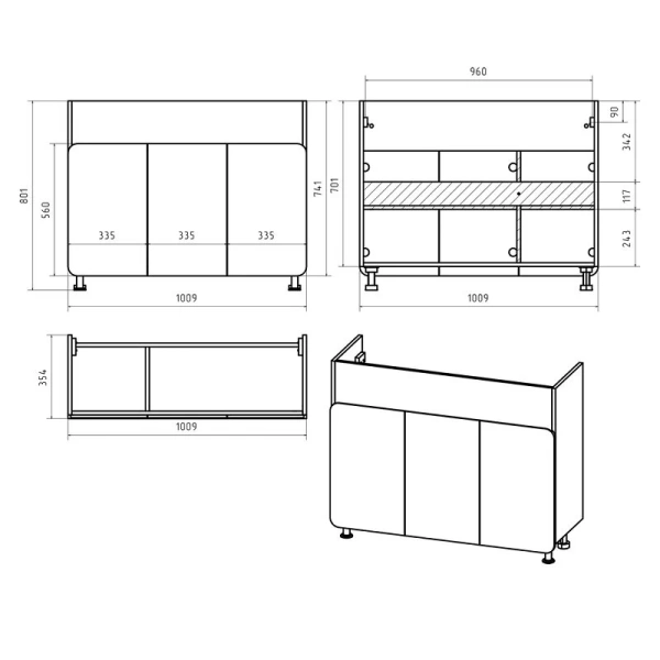 Тумба под раковину напольная Misty Чегет 100 см белая, в наличии - фото 2