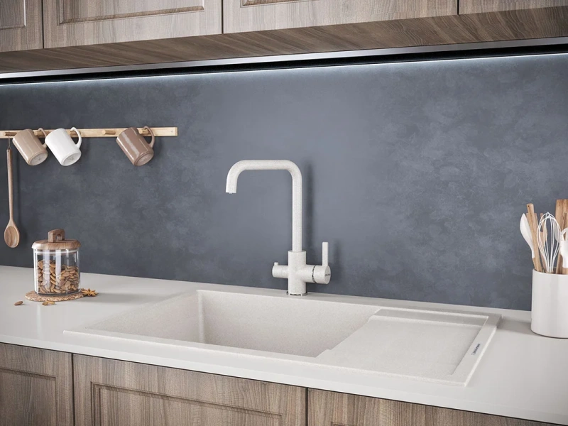 Смеситель для кухни Paulmark Logas бежевый, для кухни - фото 2