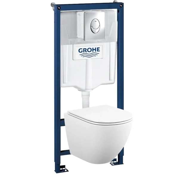Унитаз с инсталляцией Grohe Rapid SL клавиша хром - фото 1
