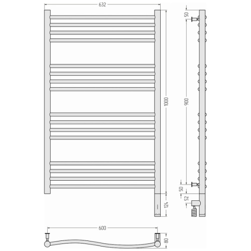 Полотенцесушитель электрический Сунержа Флюид 3.0 60x100 см белый - фото 2