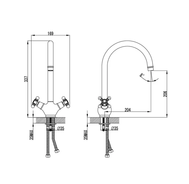 Смеситель для кухни IDDIS Sam с поворотным изливом, высокие, недорогие, округлая форма - фото 5