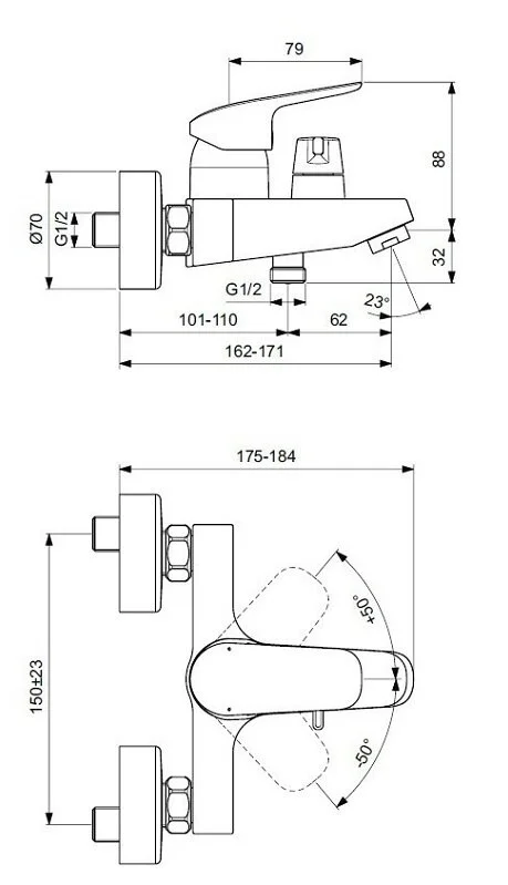 Смеситель для ванны Ideal Standard Ceraflex с керамическим переключателем - фото 2