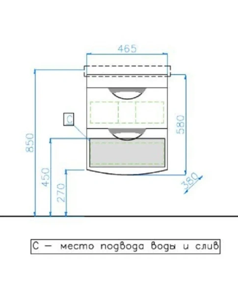 Тумба с раковиной подвесная Style Line Жасмин-2 ЛС-000010039 50 см с двумя ящиками - фото 2