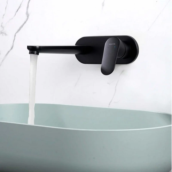 Смеситель для раковины Акватек Ника черный матовый, из латуни, округлая форма - фото 5